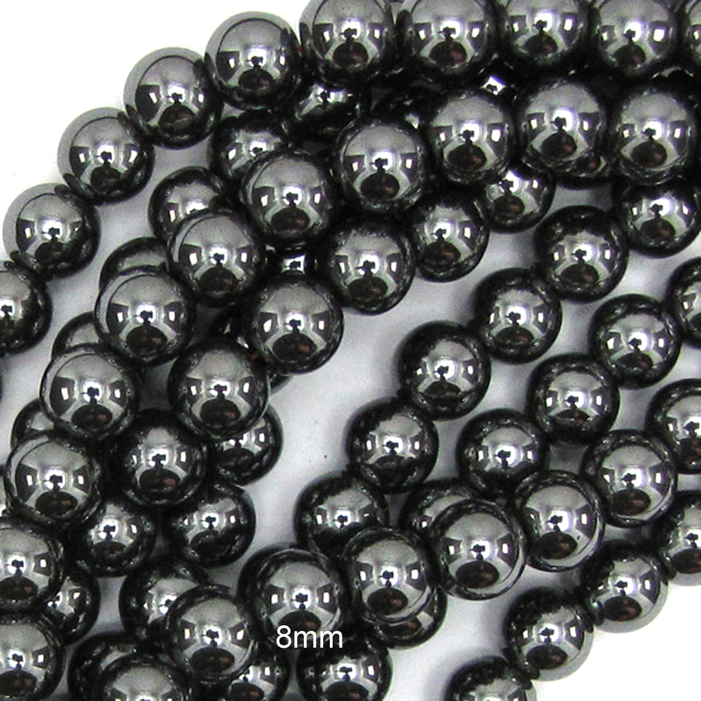 Natural Black Hematite Round Beads 15" Strand 2mm 3mm 4mm 6mm 8mm 10mm 12mm