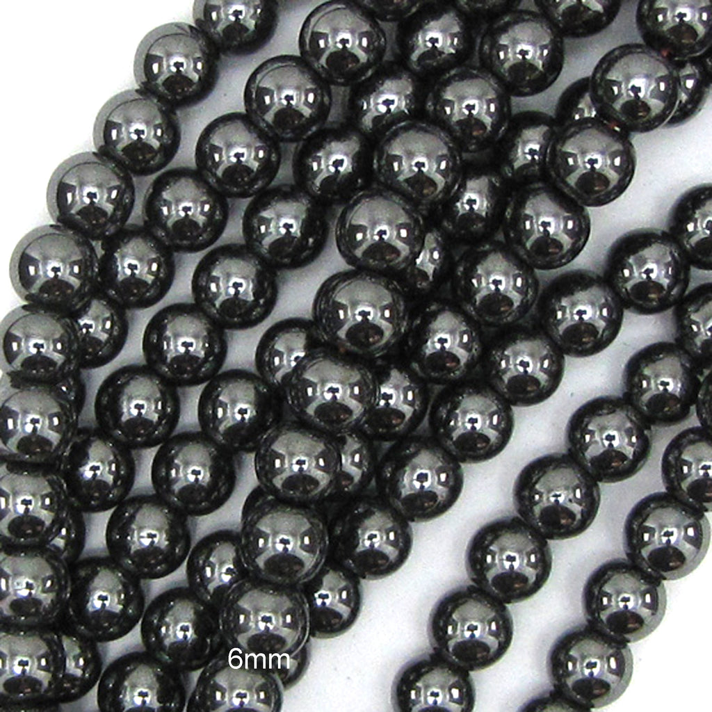 Natural Black Hematite Round Beads 15" Strand 2mm 3mm 4mm 6mm 8mm 10mm 12mm