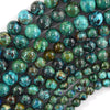 AA Natural Green Blue Azurite Round Beads Gemstone 15.5