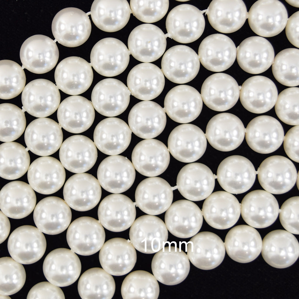 White Shell Pearl Round Beads 15" Strand 3mm 4mm 6mm 8mm 10mm 12mm 14mm