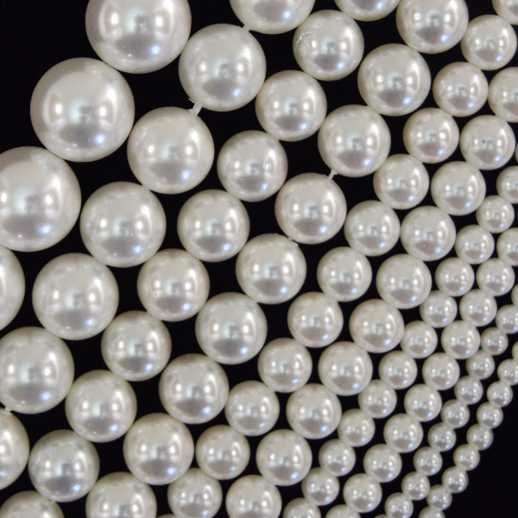 White Shell Pearl Round Beads 15" Strand 3mm 4mm 6mm 8mm 10mm 12mm 14mm