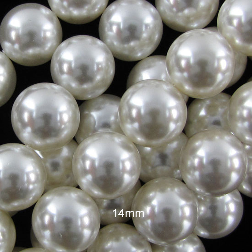 White Shell Pearl Round Beads 15" Strand 3mm 4mm 6mm 8mm 10mm 12mm 14mm