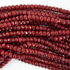 Faceted Ruby Red Jade Rondelle Button Beads 15