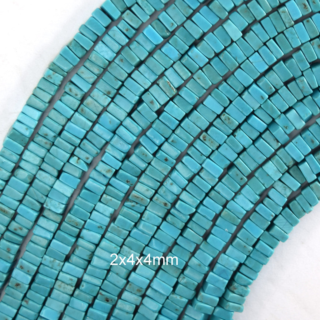 2x4x4mm blue turquoise square heishi disc beads gemstone 15" strand 4mm