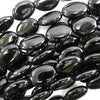 AA Black Onyx Flat Oval Beads Gemstone 15.5
