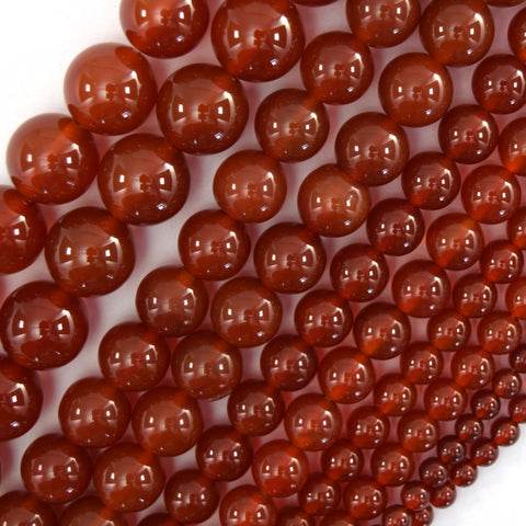 Natural Carnelian Round Beads Gemstone 15" Strand 6mm 8mm 10mm S2