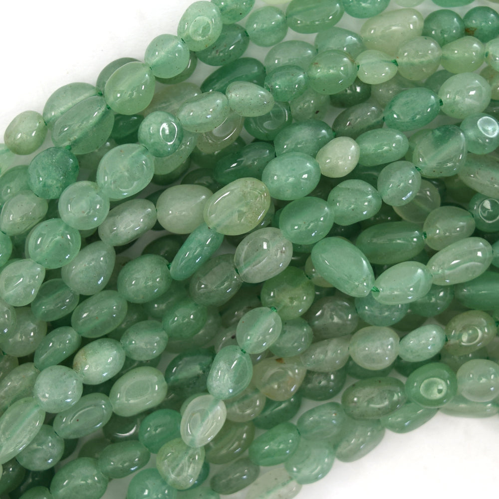 Natural Green Aventurine Pebble Nugget Beads 15.5" Strand 5-6mm 6-8mm