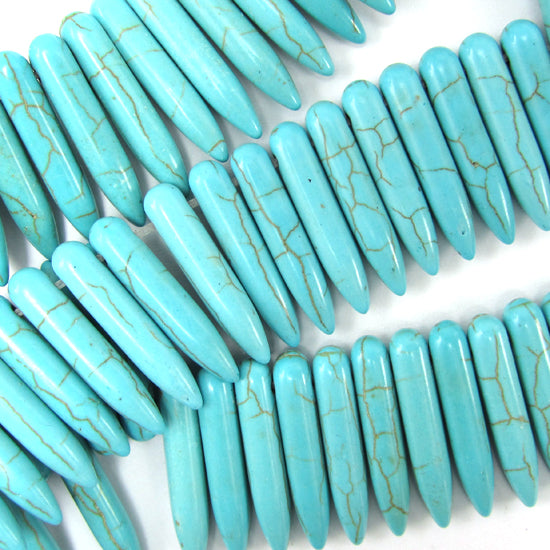 Blue Turquoise Stick Needle Spike Beads Gemstone 15.5" Strand 20mm 25mm 30mm