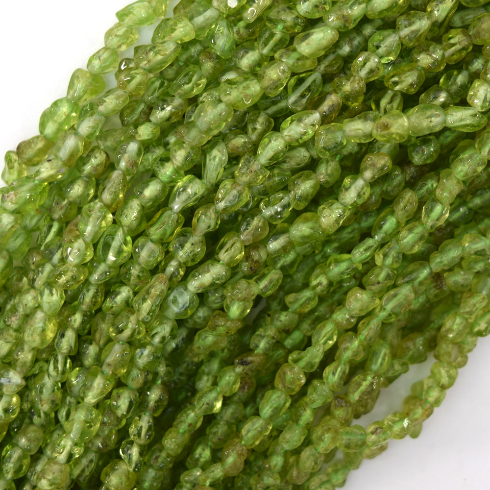Natural Green Peridot Pebble Nugget Beads Gemstone 15.5" Strand 3-4mm 4-6mm