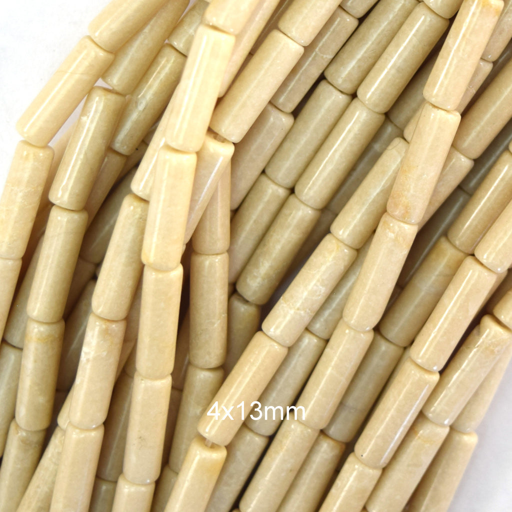 13mm natural cream river stone tube beads 15.5" strand creamy riverstone 4x13mm