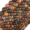 Natural Red Creek Picasso Jasper Round Beads 15