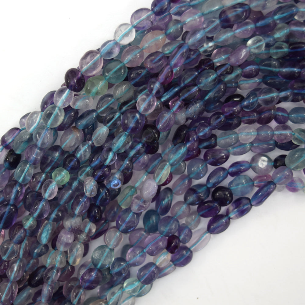 Natural Rainbow Fluorite Pebble Nugget Beads 15.5" Strand 6-8mm 7-9mm