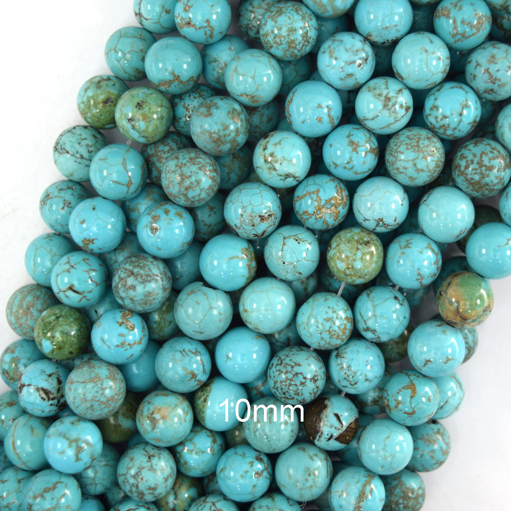 Blue Turquoise Round Beads 15.5" Strand 2mm 4mm 6mm 8mm 10mm 12mm Brown Matrix