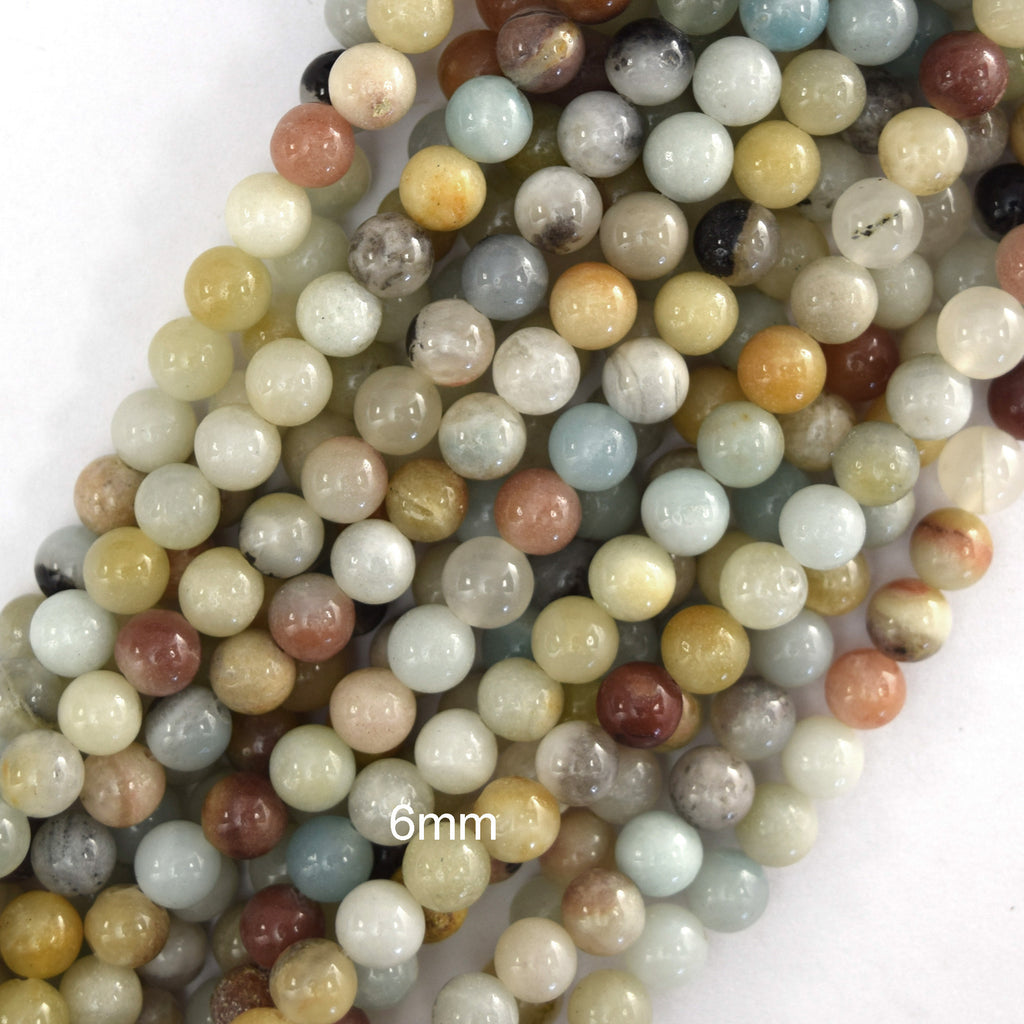 Natural Multicolor Amazonite Round Beads 15" Strand 4mm 6mm 8mm 10mm 12mm