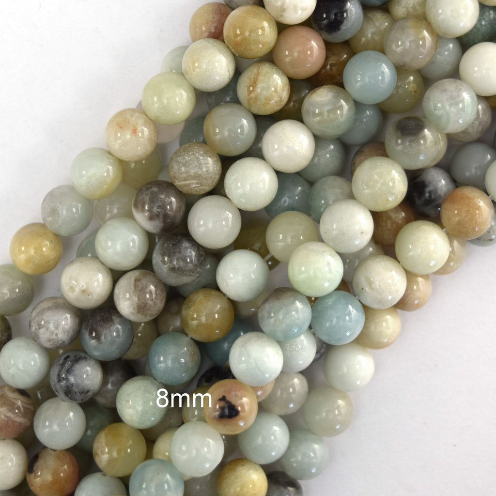 Natural Multicolor Amazonite Round Beads 15" Strand 4mm 6mm 8mm 10mm 12mm