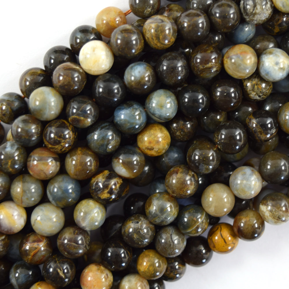 Natural Australian Brown Blue Opal Round Beads 14.5" Strand 6mm 8mm 10mm