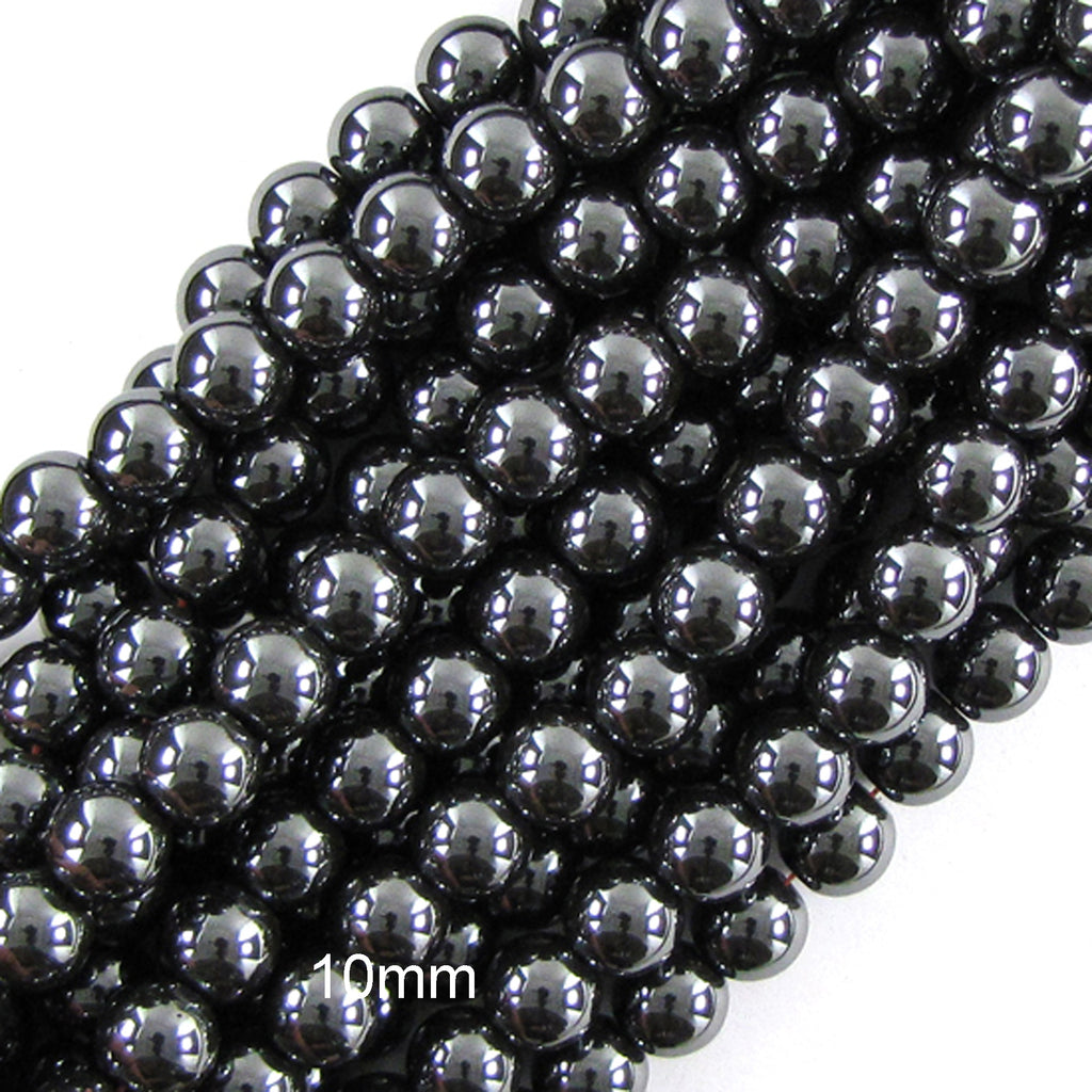 Natural Black Hematite Round Beads 15" Strand 2mm 3mm 4mm 6mm 8mm 10mm 12mm
