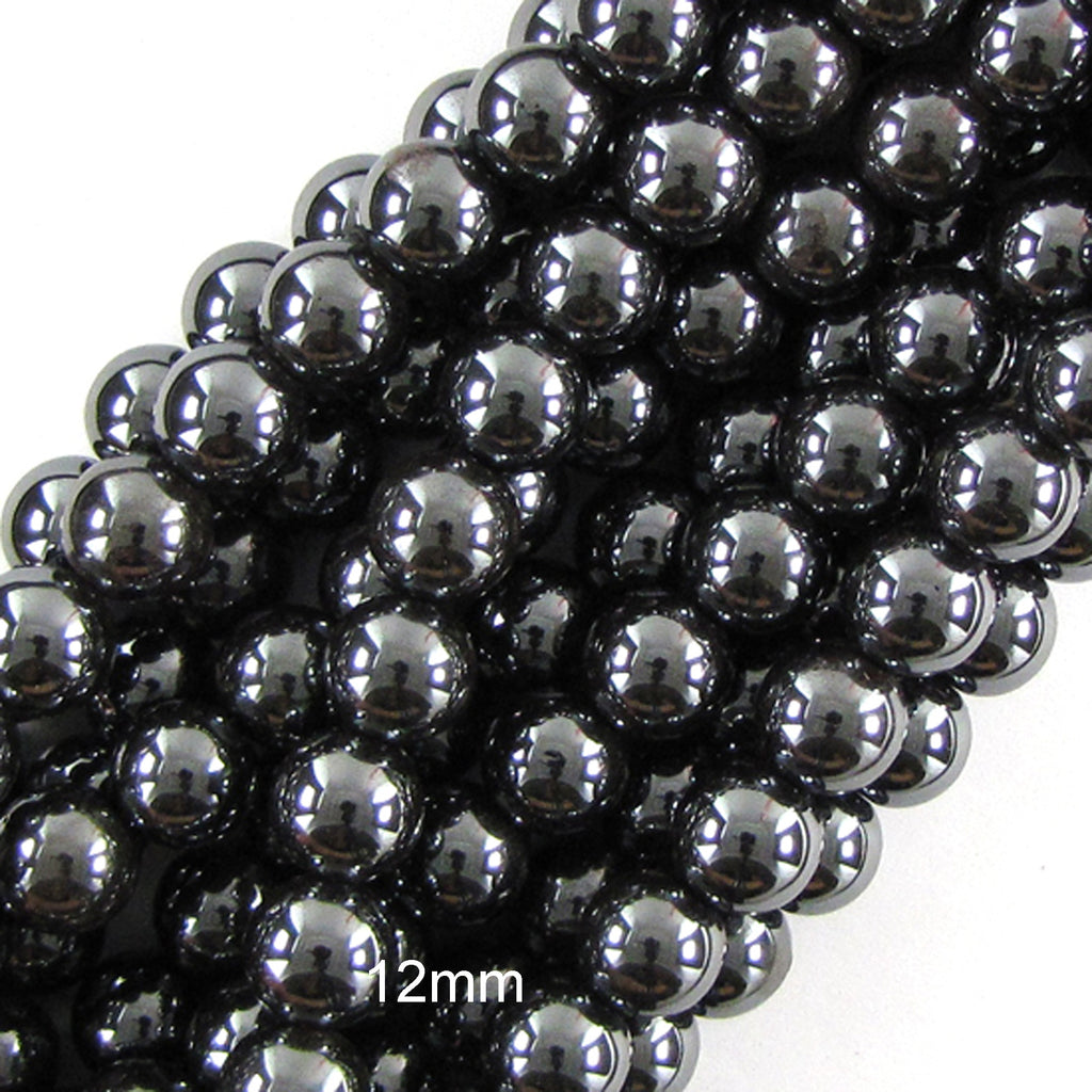 Natural Black Hematite Round Beads 15" Strand 2mm 3mm 4mm 6mm 8mm 10mm 12mm