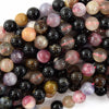 Natural Watermelon Tourmaline Round Beads 15.5