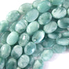 AA Natural Green Moonstone Flat Oval Beads Gemstone 15.5