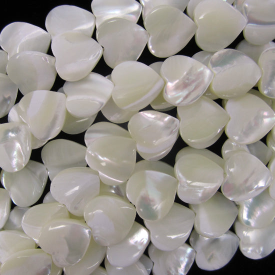 White Mother Of Pearl MOP Heart Beads Gemstone 15.5" Strand 6mm 8mm 10mm