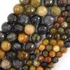 Natural Faceted Multicolor Agate Round Beads 15