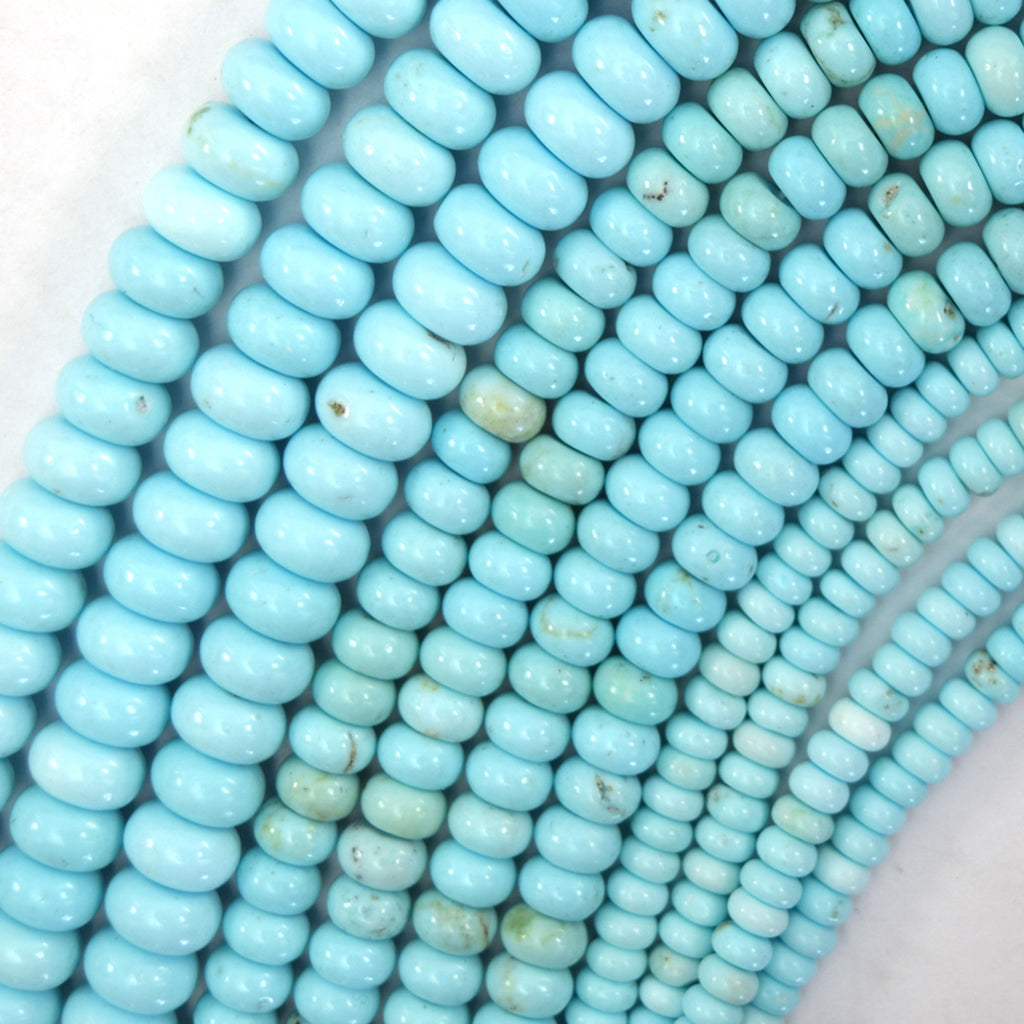 Cream Blue Turquoise Rondelle Button Beads Gemstone 15.5" Strand 4mm 6mm 8mm