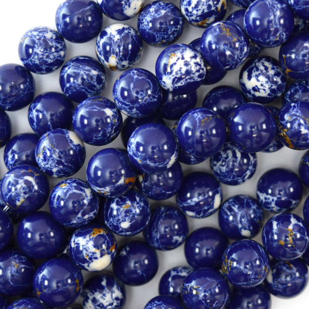 Synthetic Lapis Blue Sea Sediment Jasper Round Beads 15.5" 4mm 6mm 10mm 12mm