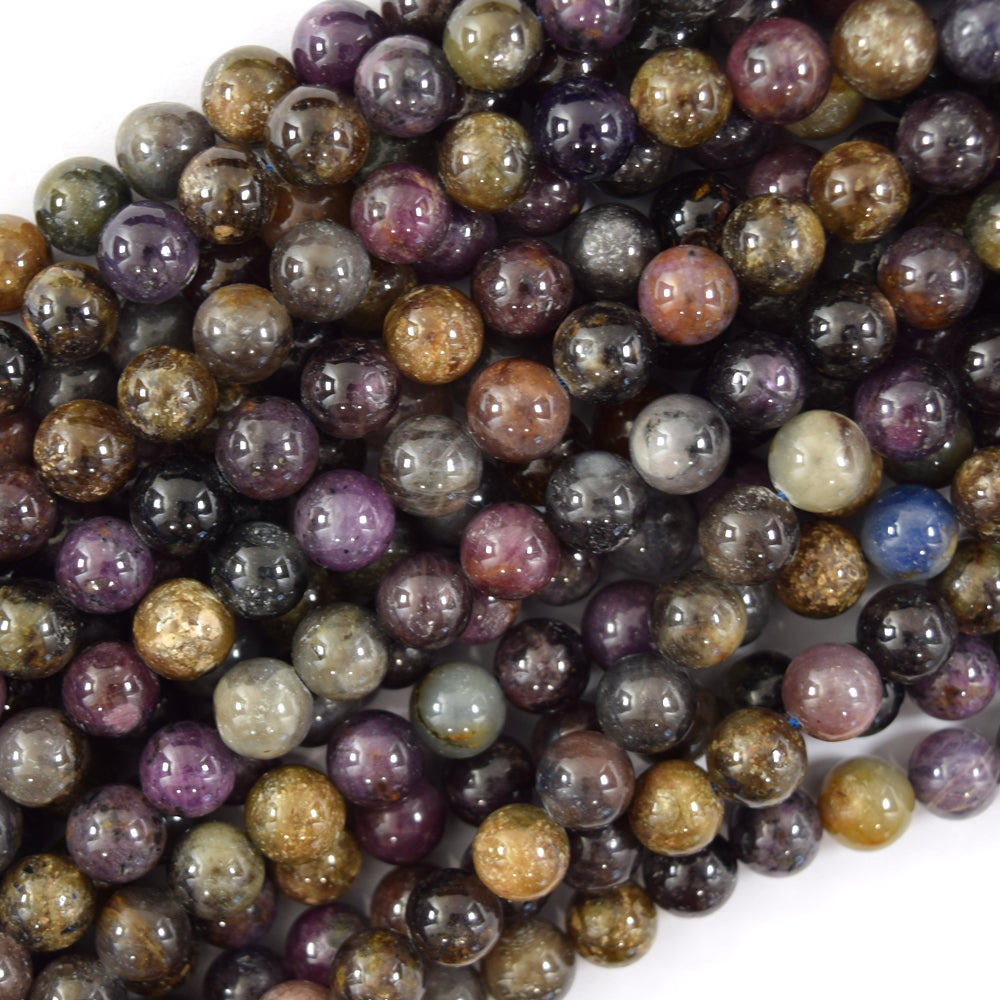 Natural Multicolor Sapphire Round Beads Gemstone 15" Strand 6mm 8mm