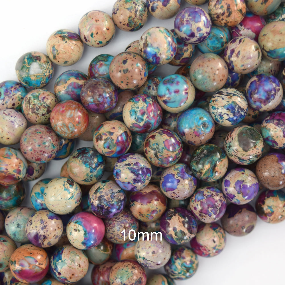 Galaxy Purple Blue Sea Sediment Jasper Round Beads 15.5" 4mm 6mm 8mm 10mm S2