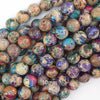 Galaxy Purple Blue Sea Sediment Jasper Round Beads 15.5