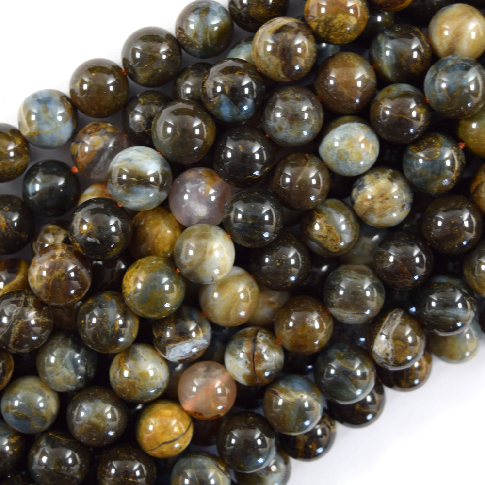 Natural Australian Brown Blue Opal Round Beads 14.5" Strand 6mm 8mm 10mm