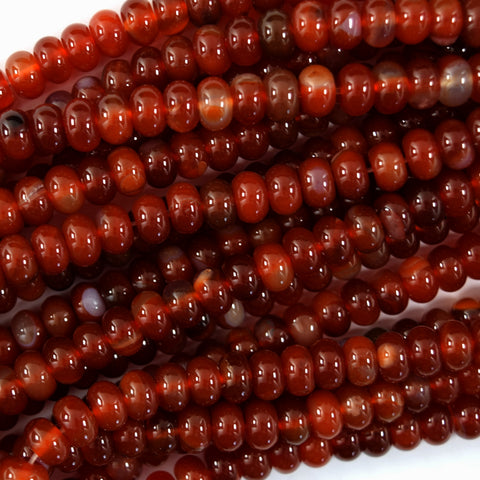 6x9mm natural orange red carnelian drum barrel beads 15" strand