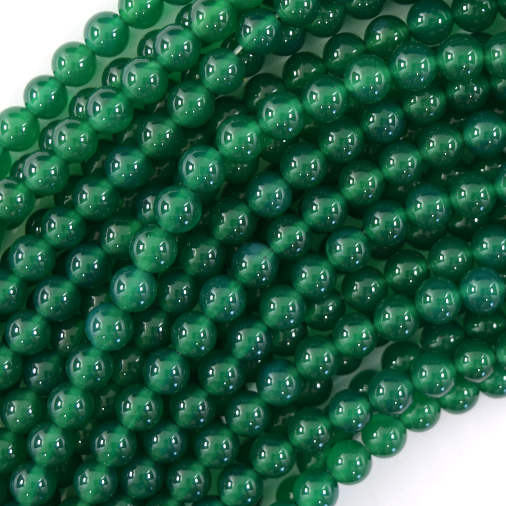 Green Onyx Round Beads Gemstone 15" Strand 4mm 6mm 8mm 10mm 12mm