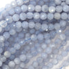 Natural Faceted Blue Lace Agate Round Beads 15.5