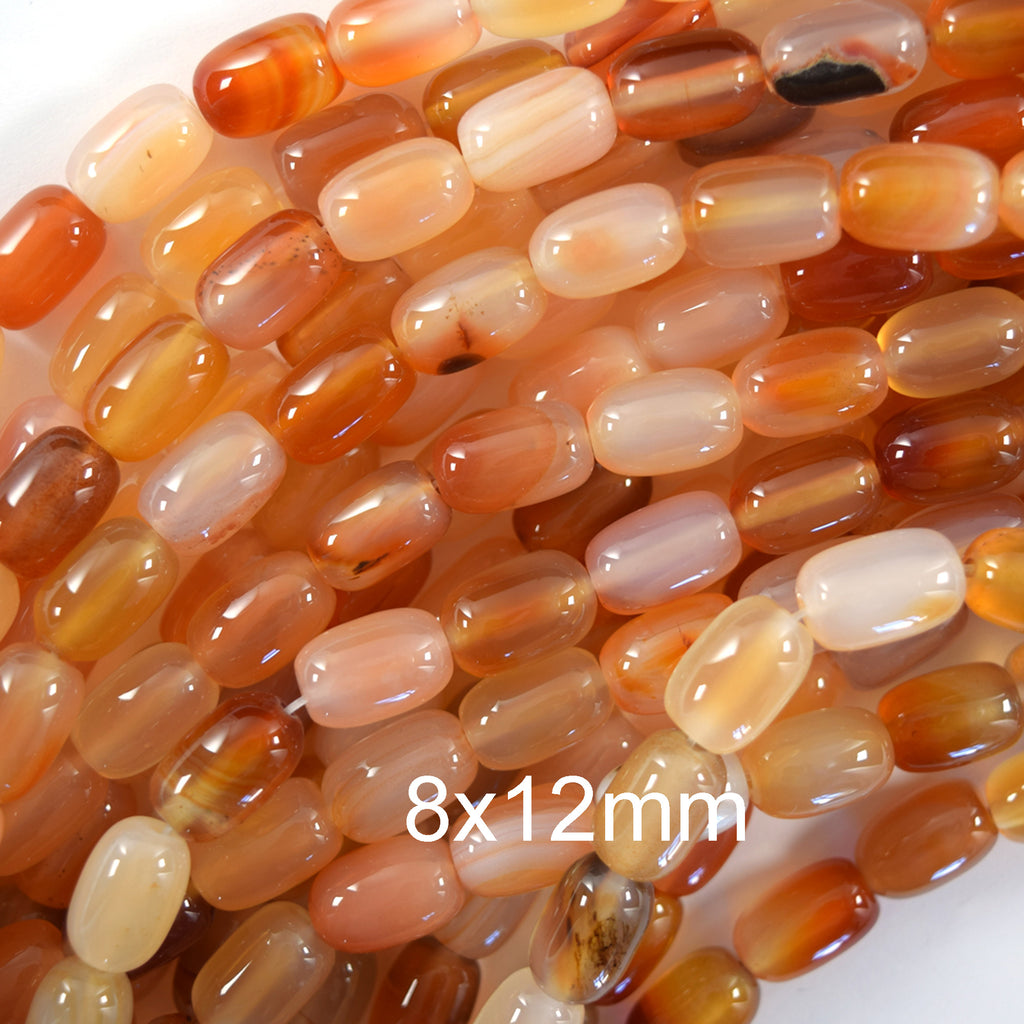 8x12mm Drum Barrel Beads 15" Strand Black Onyx Red Carnelian Black Grey Agate