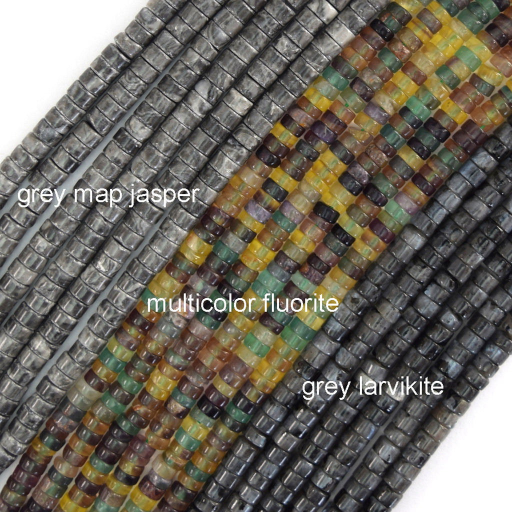 2x4mm Natural Various Gemstones Heishi Disc Beads 15" Strand 4mm