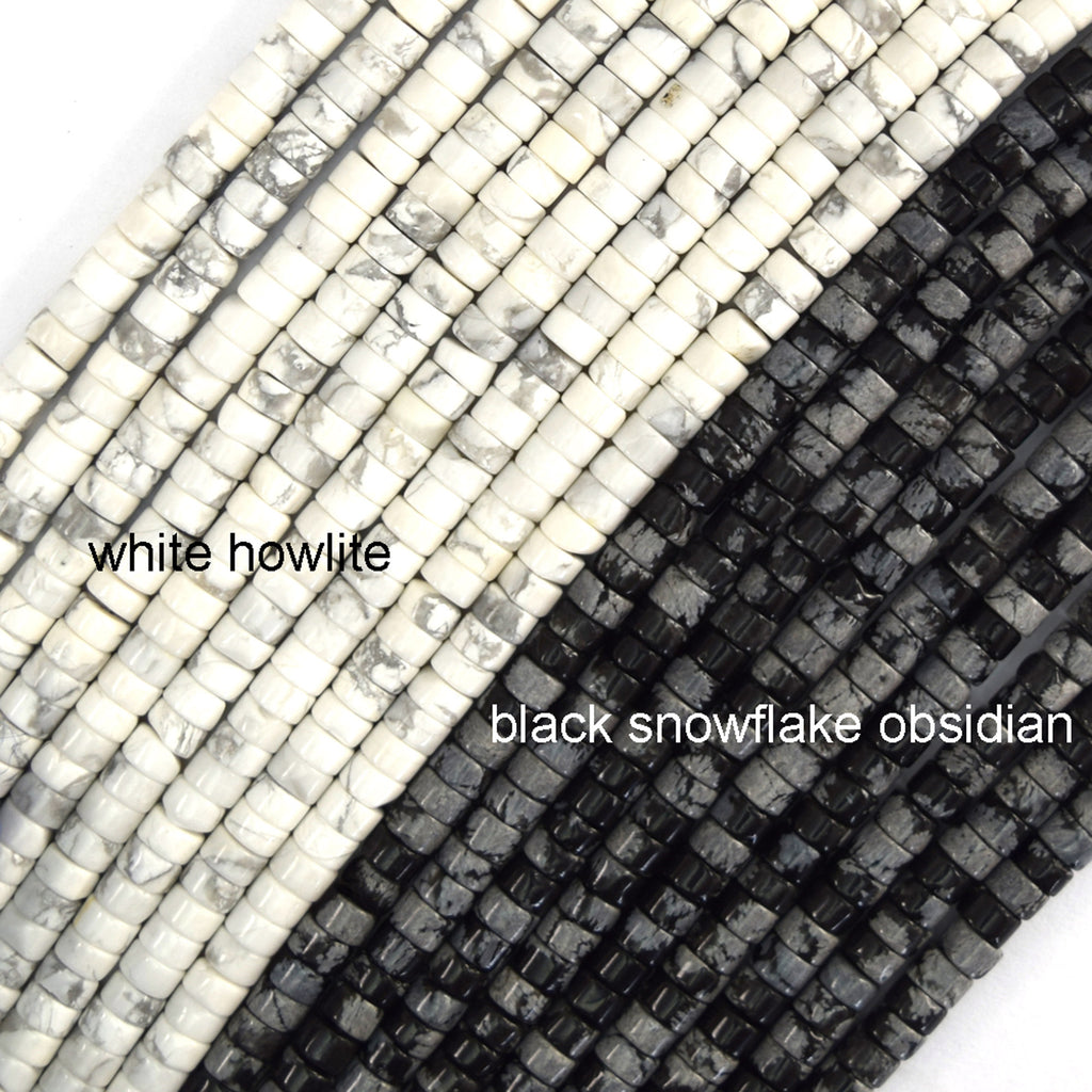 2x4mm Natural Various Gemstones Heishi Disc Beads 15" Strand 4mm