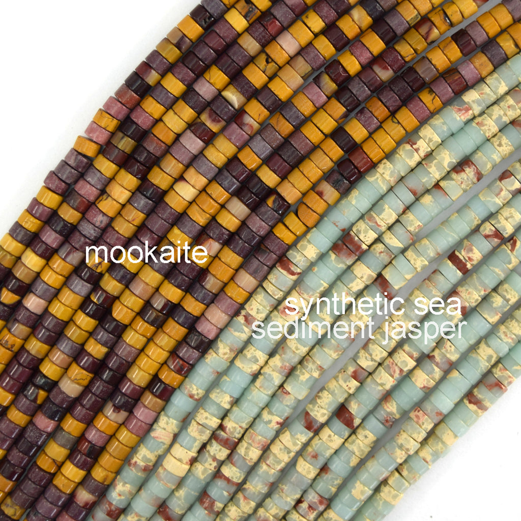 2x4mm Natural Various Gemstones Heishi Disc Beads 15" Strand 4mm