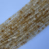 Natural Micro Faceted Yellow Citrine Round Beads Gemstone 15.5