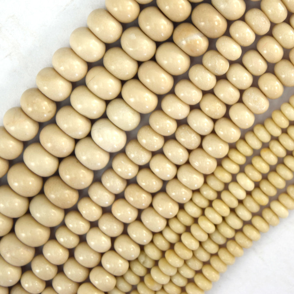 Natural Cream River Stone Rondelle Button Beads 15" Strand 4mm 6mm 8mm
