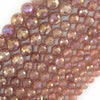 Mystic Titanium Faceted Strawberry Quartz Round Beads 15