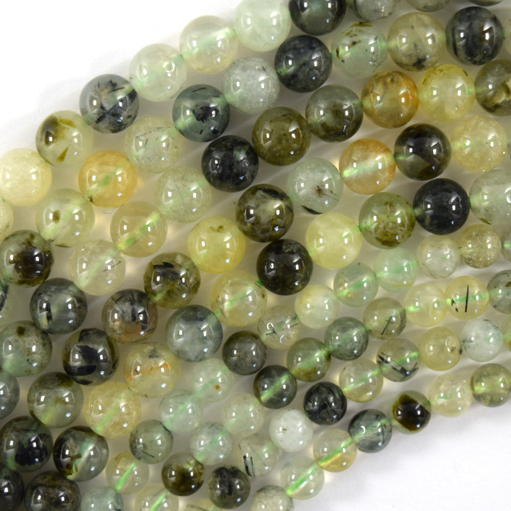 Natural Yellow Green Prehnite Round Beads Gemstone 15.5" Strand 6mm 8mm S2