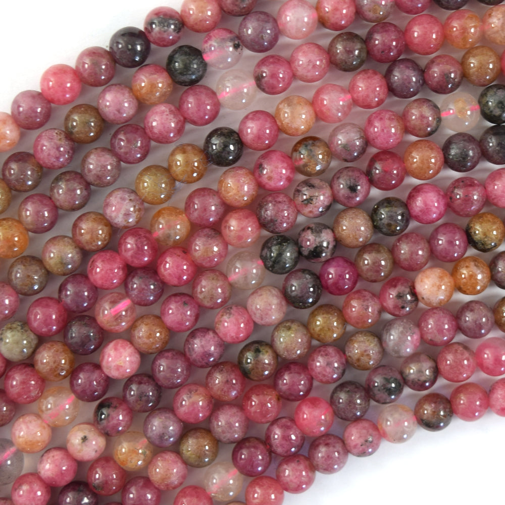 Natural African Pink Rhodonite Round Beads 15.5" Strand 4mm 6mm 8mm 10mm