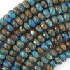 Faceted Brown Blue Turquoise Rondelle Button Beads 15