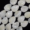 White Mother Of Pearl MOP Carved Leaf Beads Gemstone 15.5
