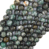 Rare Natural Pyrite In Blue Green Jade Round Beads 15