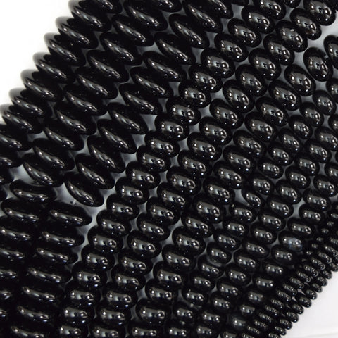 AA Black Onyx Prism Double Point Cut Faceted Beads 15.5" Strand 8mm 10mm