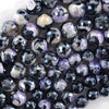 Mystic Titanium Faceted Purple Black Agate Round Beads 15