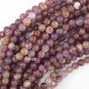 Natural Light Purple Lepidolite Round Beads 15.5